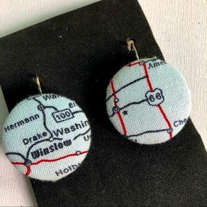 Rt 66 MAP Earrings Route 66 Map lightweight Vintage pierced